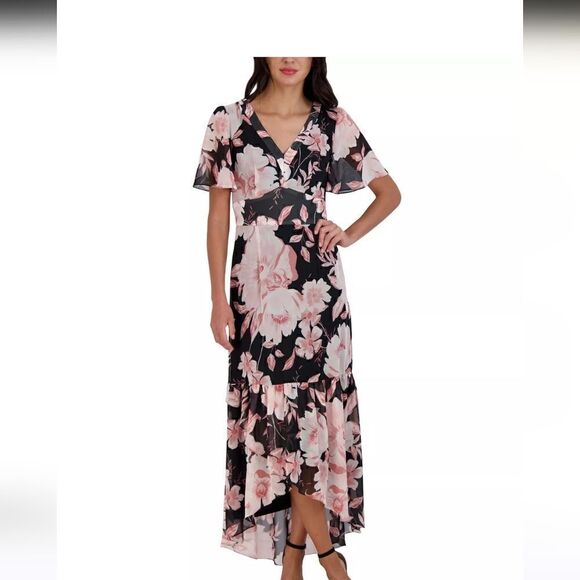 JULIA JORDANWomen's Floral-Print Flutter-Sleeve Maxi Dress - Picture 1 of 4